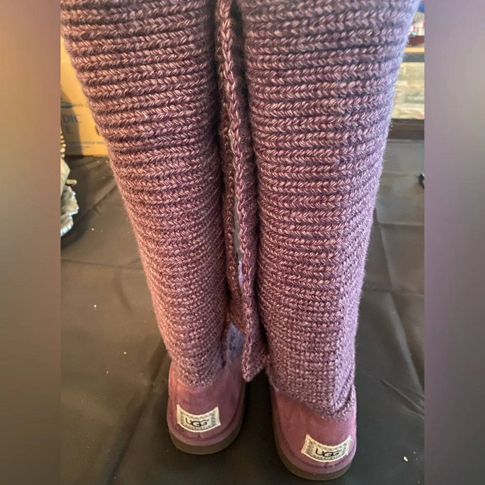 (EUC) UGG AUSTRALIA CARDY SWEATER KNIT TALL BOOT 10 PURPLE (EXCELLENT CONDITION) - Picture 7 of 9
